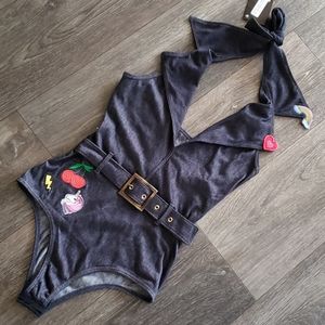 Unicorn Playsuit Bodysuit Rainbow Stretch Denim